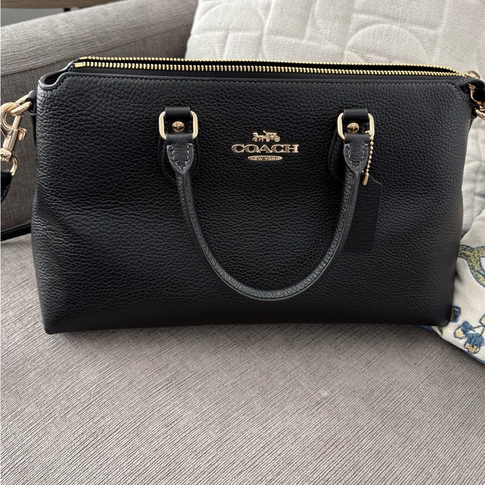 Georgia Black Satchel with Gold Accents - Picture 7 of 11